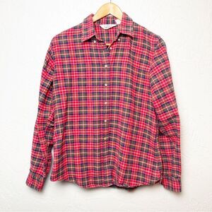 Vintage Woolrich Plaid Flannel Button Up Shirt 14 red green cotton